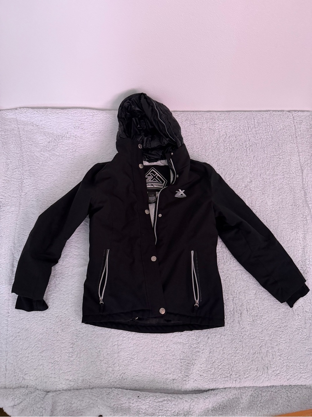 ZeroXposur Black and Silver Logo Puffer Jacket